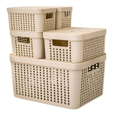 Imagem de Kit 5 Caixas Organizadoras com Tampa 2 Litros 4,5 Litros 17 Litros Ces