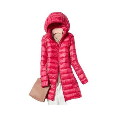 Imagem de Jaqueta Feminina Slim Fit Com Capuz, Moda Coreana, Casaco Longo Leve D