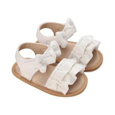 Imagem de Sandálias Brancas De Verão Para Bebês Princesas, 0-18 Meses, Com Laço 