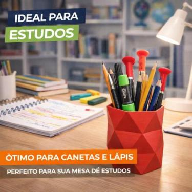 Imagem de Porta Canetas Geométrico Organizador de Mesa Multiuso Porta Lápis Mode