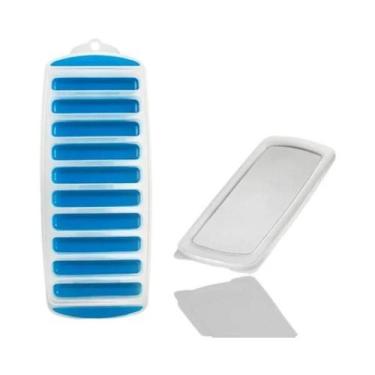 Imagem de Forma De Gelo Plástica Reutilizável Com Tampa Para Garrafas De Água E 