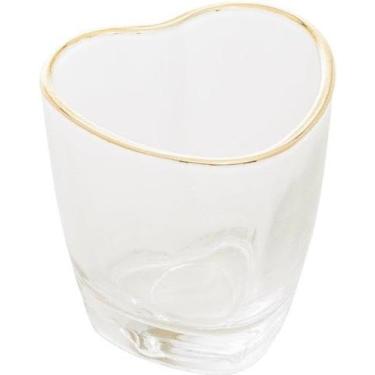 Imagem de Copo de Shot de Vidro Coração 50ml com Fio de Ouro Lyor - ROJEMAC