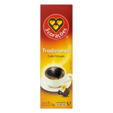Imagem de Café em capsula 3 corações filtrado tradicional 10x7,5g
