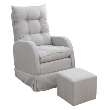 Imagem de Poltrona Amamentação Valentina Linho com Puff Gariani Cannes Cinza