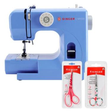Imagem de Kit Mini Máquina de Costura M1005 + Tesoura para Artesanato e Tesoura 