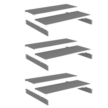 Imagem de Kit 3 Bandeja Gondola Rack FIT Preto 6X 30x90 CH22 Pe Branco