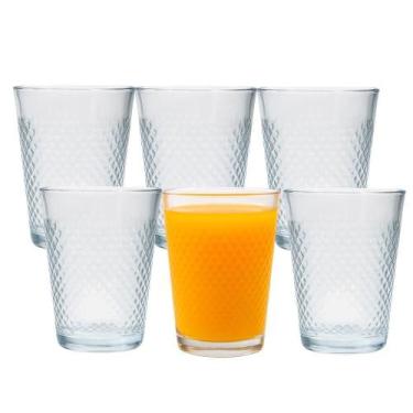 Imagem de Jogo 6 Copo De Vidro 200ml Suco Refrigerante água Diamond Cut Fratelli