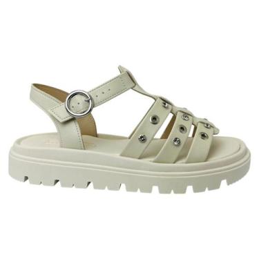 Imagem de Sandália Feminina Moleca Plataforma Baixa Napa Turim, Branco, Off, 35
