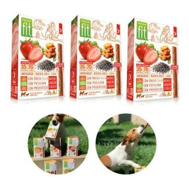 Imagem de Kit 3 Petisco Fit Pet Morango Batata Doce Chia 50g Spin