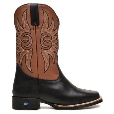 Imagem de Bota Texana Masculina Couro Bordado Asa Country Preto Lançamento Quent