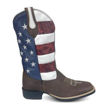 Imagem de Bota Texana Masculina Cano Alto Couro Preta EUA Marrom Bege - Paint Ho