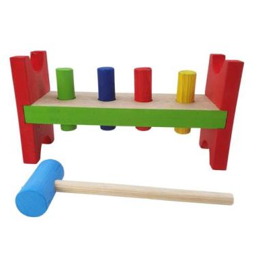 Imagem de Brinquedo Pedagógico Bate Pinos Com Martelo Educativo - Parcinhas Brin