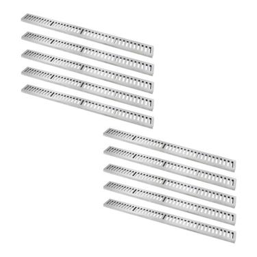 Imagem de Kit 10 Ralo Grelha Linear com Caixilho 7017X10GDA Drenagem 20x100cm Alumínio Polido Prata GDA Industria e Distribuidora