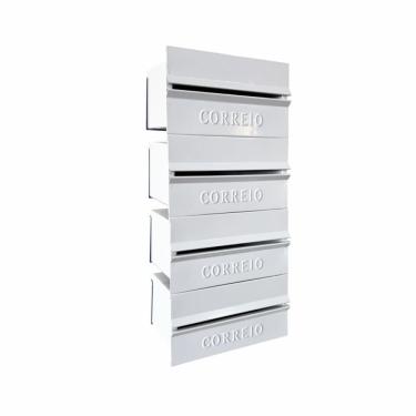 Imagem de Caixa de Correio para Condominio 004BOM Acesso Interno Abertura Traseira para Muro 4 Modulos Branco Ouro Minas