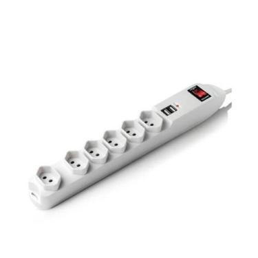 Imagem de Filtro de linha 6 tomadas 2 USB - Branco WI251 - Multilaser