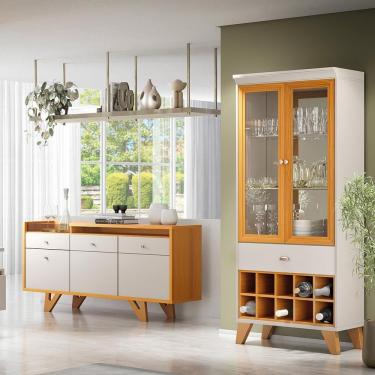 Imagem de Conjunto Cristaleira e Buffet Aparador Decorativo Ópera Sollare Off White Cinamomo Gran Belo