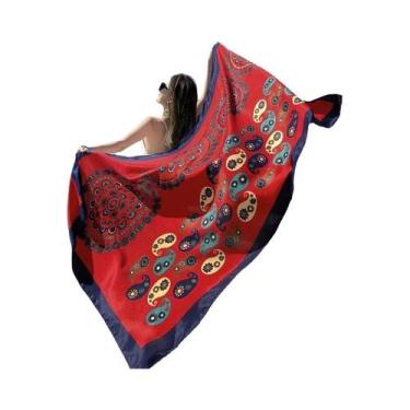 Imagem de Lenço De Praia Feminino Bohemia Com Estampa Floral, Hijab, Xale, Pashm