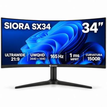 Imagem de Monitor Curvo 34 Polegadas Siora Ultra Wide 165Hz Display Port AMD Fre