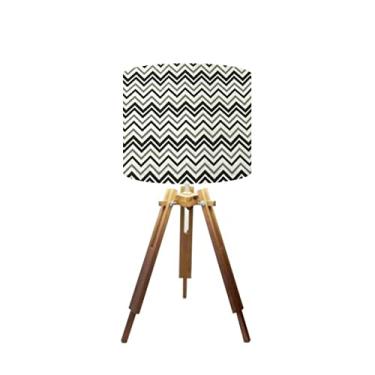 Imagem de Abajur Mesa Tripé Madeira 60cm Cores Estampadas -Md1001 Cúpula Ø30