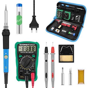 Imagem de Mibee 60W Digital 200-450 ℃ Kit de ferro de solda com temperatura ajustável Multímetro elétrico Bomba de dessoldagem Ferramenta de soldagem profissional Conjunto simples