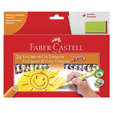 Imagem de Lápis de Cor, Faber-Castell, Ecolápis Triangular Jumbo + Apontador com Depósito, 12.3024AP, 24 Cores