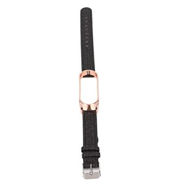 Imagem de Pulseira de relógio inteligente sem costura precisa leve portátil com revestimento de metal para Mi Band 5 ouro preto