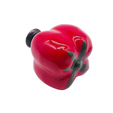 Imagem de Crianças Cerâmica Única Buraco Vermelho Abóbora Roupeiro Lidar com Cozinha Jardim De Porta Gabinete Punho dos Desenhos Animados Móveis Gaveta Botões YYDFPIIA (Color : Red Pepper)