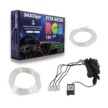 Imagem de Fita Led Automotiva Neon Luz Interna RGB 4 Canhões Tubo Guia 6 Metros Mude Cor Pelo App Shocklight SL-FTRGB4