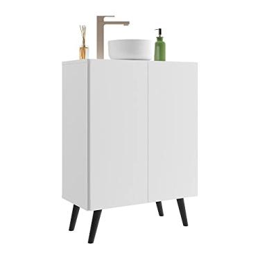 Imagem de Gabinete de Banheiro Retrô Multimóveis 63 cm com 2 Portas Fg5006 Branco/preto