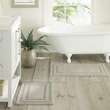 Imagem de Tommy Bahama | Coleção Isla | Conjunto de Tapetes de Banheiro - 100% Algodão Tufado, Altamente Absorvente, 2 Peças, Cinza