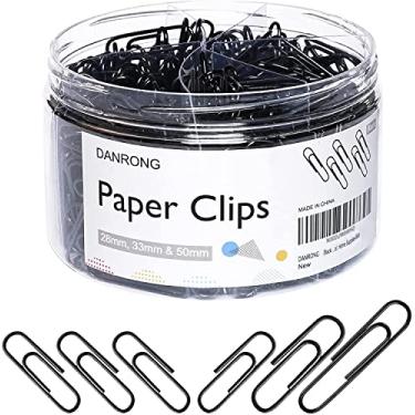 Imagem de DANRONG Clipes de papel pretos com 520 peças, tamanhos sortidos, pequenos, médios e grandes (2,8 cm, 3,3 cm e 5 cm), clipes de papel para escritório, escola, casa - preto