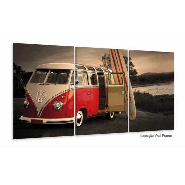 Imagem de Painel Em Tecido Kombi Vermelha Vintage Retrô Surf Praia 120