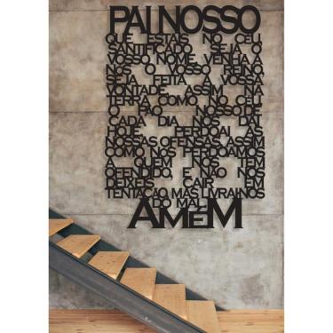 Imagem de Pai Nosso Versão Católico GG 88x60cm LETTERING em Madeira Mdf Aplique de Parede