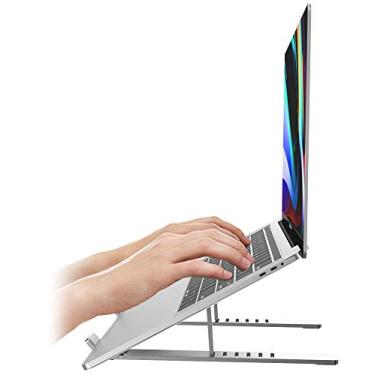 Imagem de Suporte ergonômico para laptop Aduro U-Rise de aço com altura ajustável e suporte para monitor de alumínio compatível com laptop de 10 a 15,6 polegadas prata