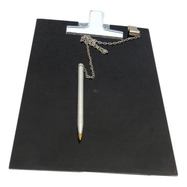 Imagem de Prancheta Ofício Com Caneta Suporte Acrílico Prendedor Metal