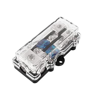 Imagem de Bloco de distribuição de porta-fusíveis de áudio para carro bloco de distribuição de suporte de fusível automático em linha 0 2 4 AWG em 4 6 8 calibre fora caixa de plástico transparente
