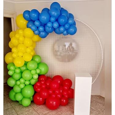 Imagem de Kit de arco e guirlanda de balão de 4,5 m - kit de balão azul vermelho amarelo verde para festas de zumbis de plantas, festa de circo de carnaval, aniversário, decoração de chá de bebê
