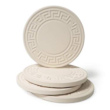 Imagem de CoasterStone Porta-copos gregos de pedra absorvente, 10,8 cm, branco