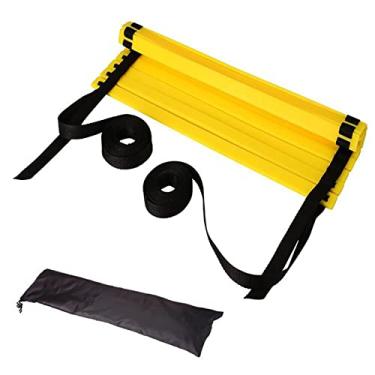 Imagem de Escada de velocidade de agilidade com bolsa de transporte e 4 estacas de aço tiras de nylon escadas de treinamento para equipamentos de treino de futebol de futebol, amarelo, 2 m