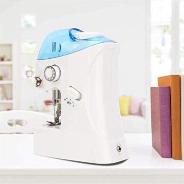 Imagem de Máquina de costura tamanho mini máquina de remendo elétrica portátil 2 velocidades fio duplo para viagem doméstica iniciante atualizado