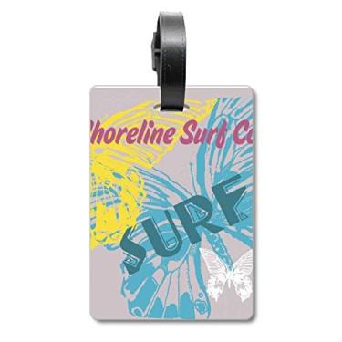 Imagem de Etiqueta de mala de viagem Summer Shoreline Surf Butterfly Bagagem Cartão Pendurado Etiqueta Scutcheon, Multicolorido.