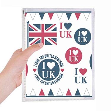 Imagem de Union Jack I Love UK Caderno country em forma de coração diário de folhas soltas recarregáveis