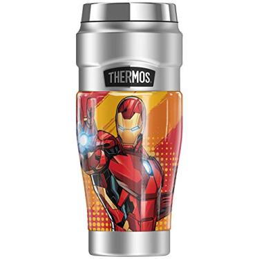 Imagem de Copo t rmico de a o inoxid vel Iron Man Invincible Thermos King em a o inoxid vel, isolado a v cuo e parede dupla, 473 ml