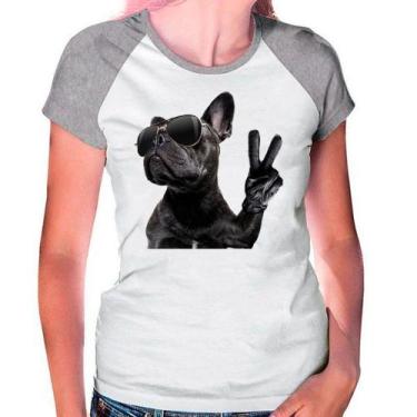 Imagem de Camiseta Raglan Buldog Francês Pet Dog Cinza Branca Fem06 - Design Cam