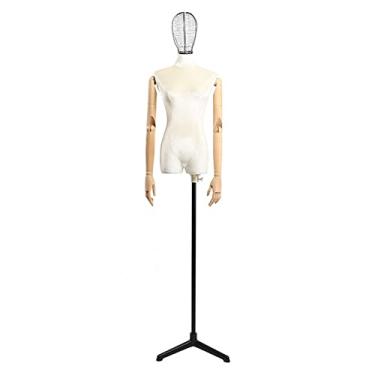 Imagem de Female Mannequin Torso Torso de manequim de busto feminino em forma de vestido, vestido de noiva modelo feminino, tripé de metal/cabeça de metal (Color : White-B)