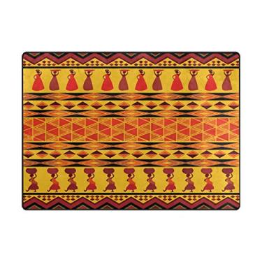 Imagem de ALAZA Tapete de área feminino africano listrado tribal 1,24 m x 1,60 m, sala de estar, quarto, cozinha, tapete impresso em espuma leve