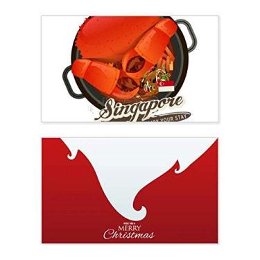 Imagem de Mensagem tradicional de Natal com caranguejo de Cingapura Chili Holiday Merry Christmas Cartão de parabéns