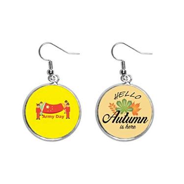 Imagem de Brinco de folha de outono com pingente de folha de outono Território do Dia do Exército