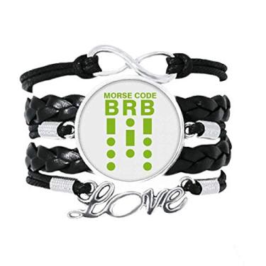 Imagem de OFFbb-USA Morse's Code Will Back Pulseira moderna para presente Art Deco, acessório de amor trançado de couro para presente
