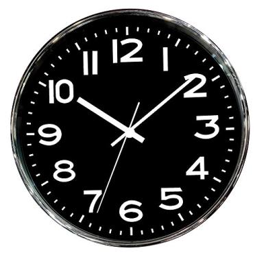 Imagem de Relógio de parede de plástico cromado preto 25 cm - 27577